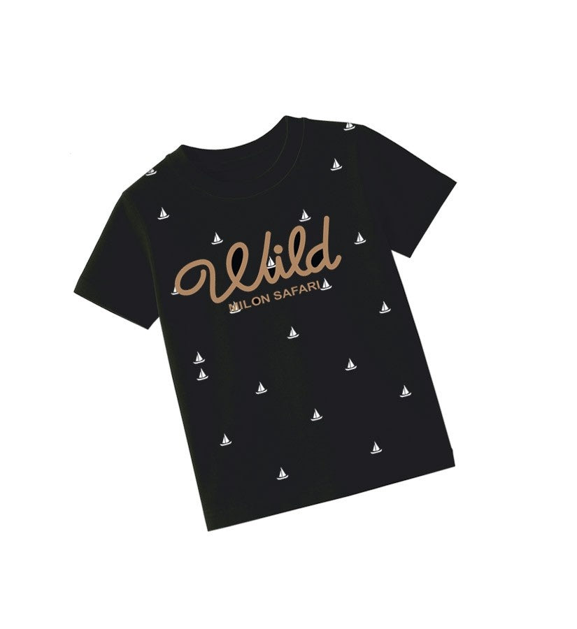 Wild Milon Safari Printed Tee Shirt - Black