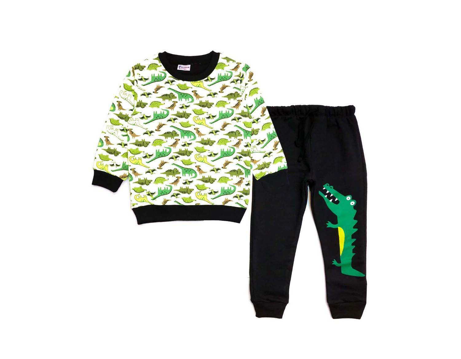 Wild Animals Fleece Tracksuit - White & Black