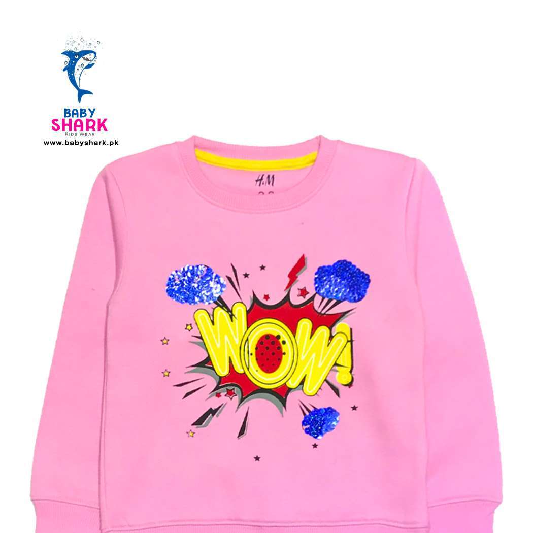 Wow Sequence - Fleece Sweatshirt - Baby Pink