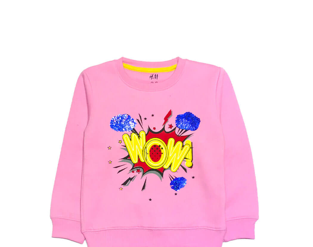 Wow Sequence - Fleece Sweatshirt - Baby Pink