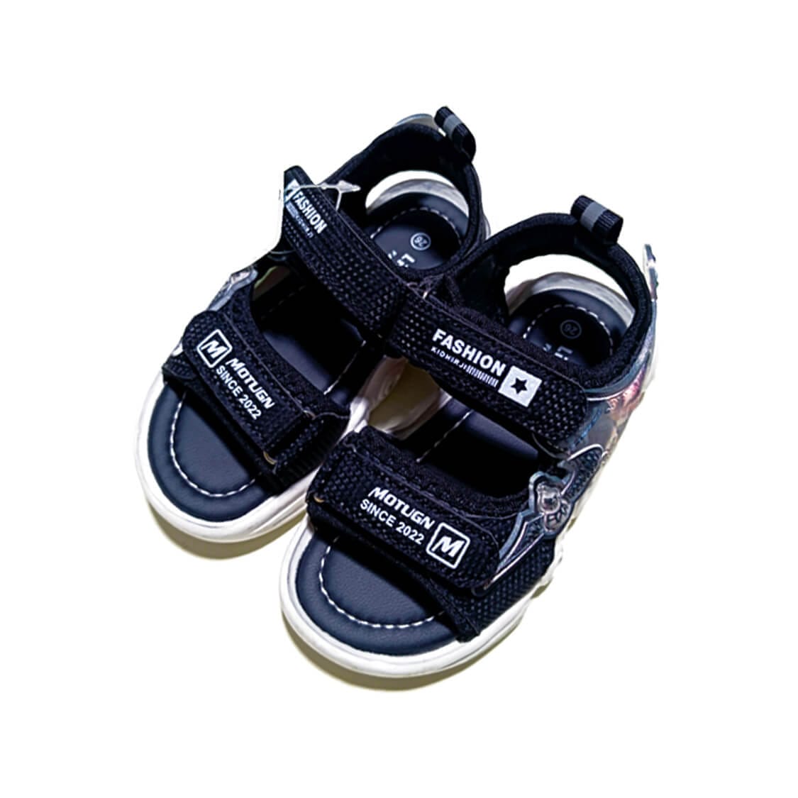 Wu Kong Stylish Premium Quaity LED Lights in Sole Soft Stylish Sandals -Black