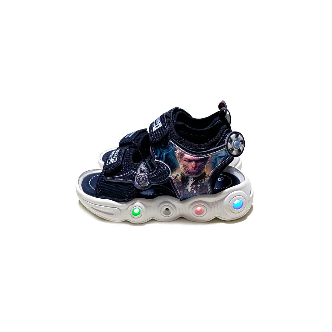 Wu Kong Stylish Premium Quaity LED Lights in Sole Soft Stylish Sandals -Black