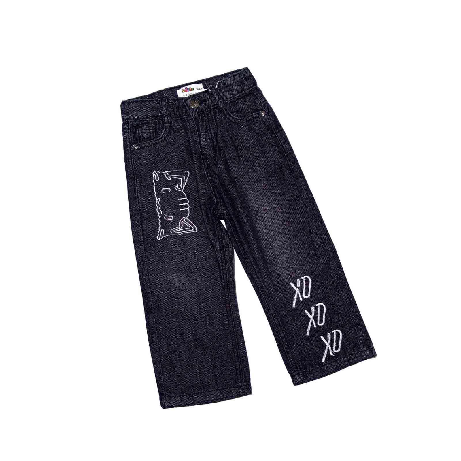 Xo Xo Kitty Loose Fit Denim Pant - Charcoal