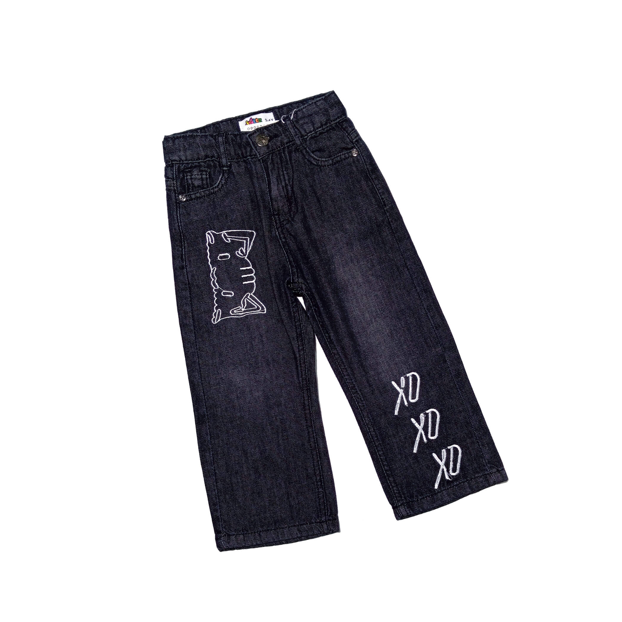Xo Xo Kitty Loose Fit Denim Pant - Charcoal