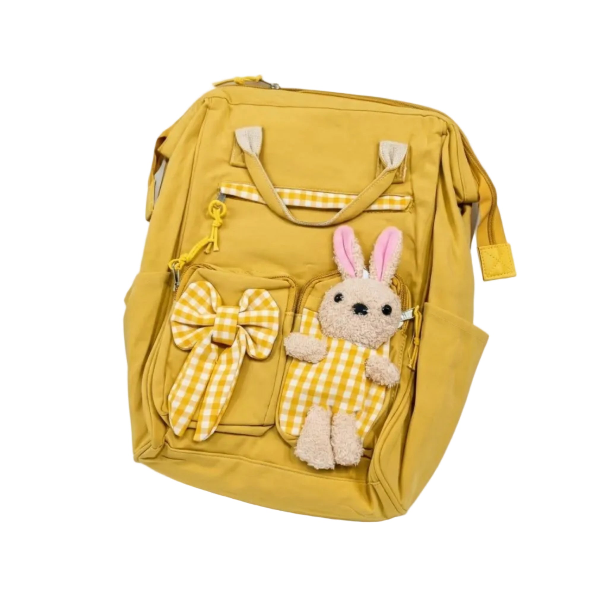 Yellow Bear & Bow School Bag - Mustred