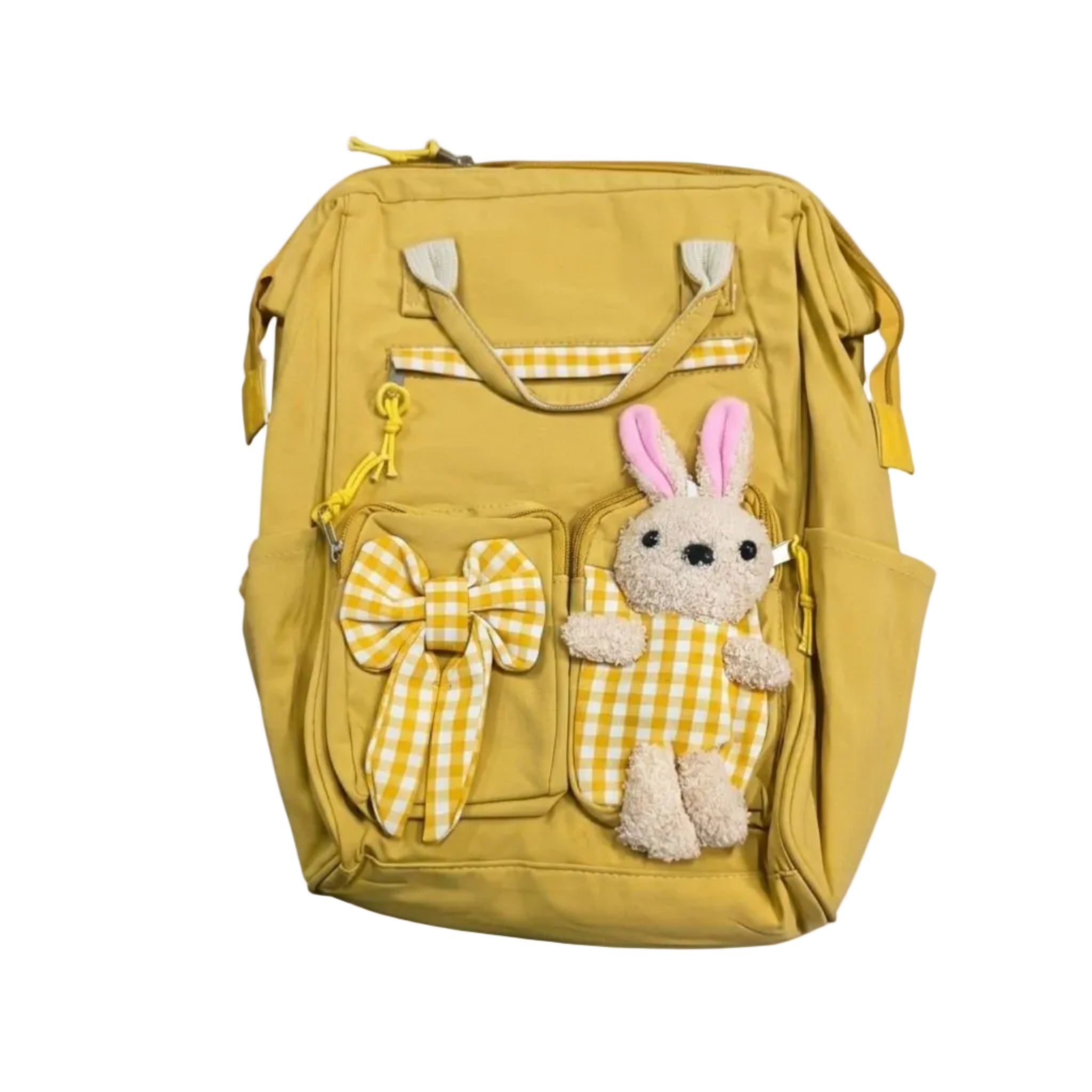 Yellow Bear & Bow School Bag - Mustred