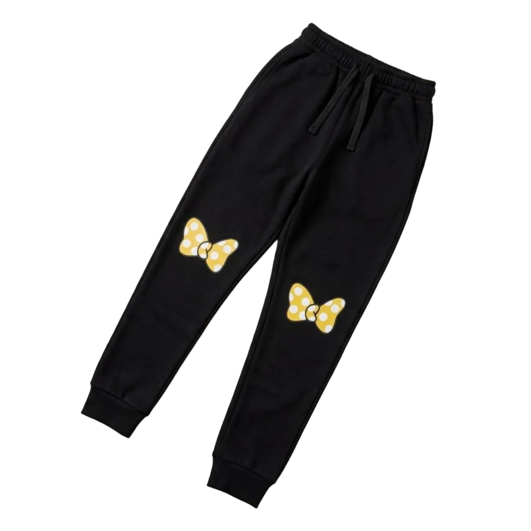 Yellow Bow Fleece Trouser - Black