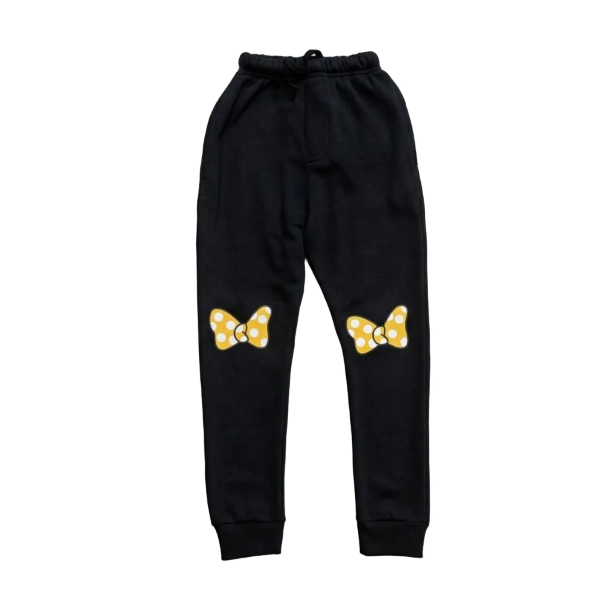 Yellow Bow Fleece Trouser - Black