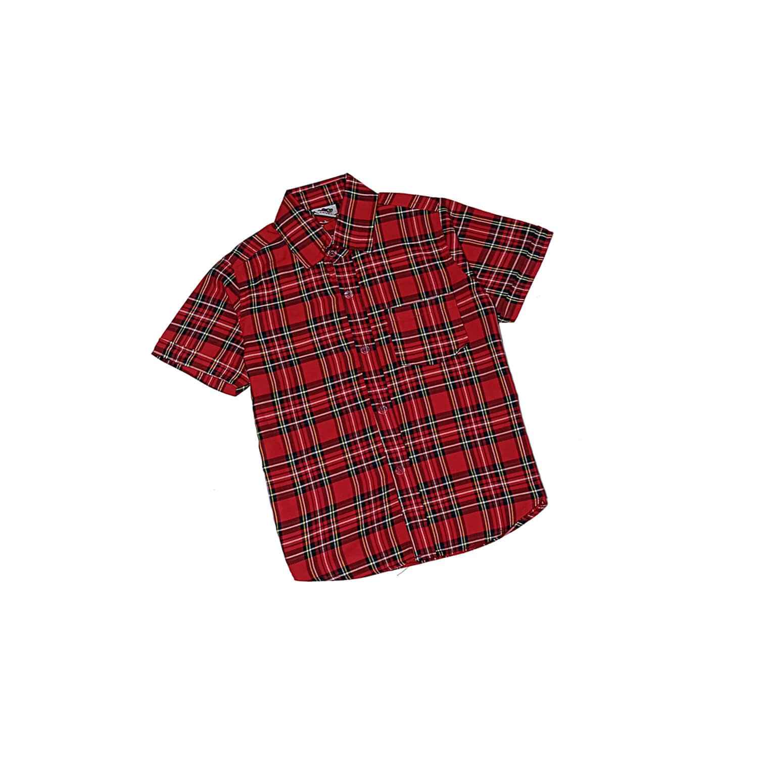 Yellow Checked Lines Casual Shirt Red-1
