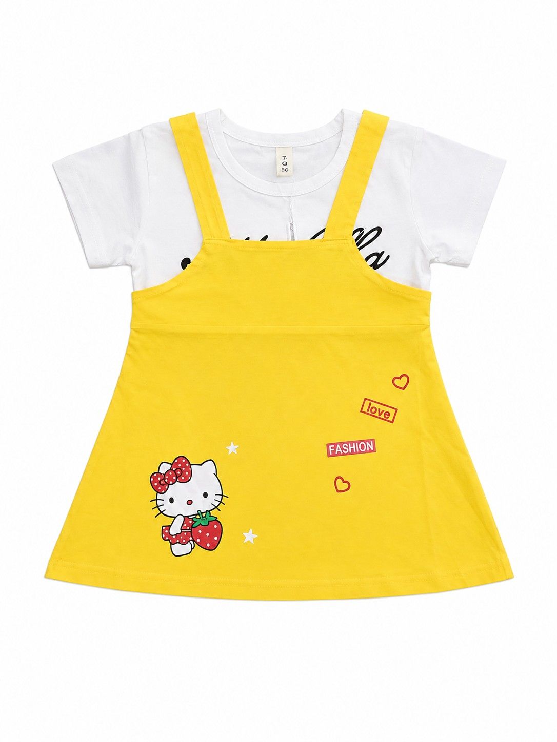 Yellow Pinafore with Cat Graphic Outfit