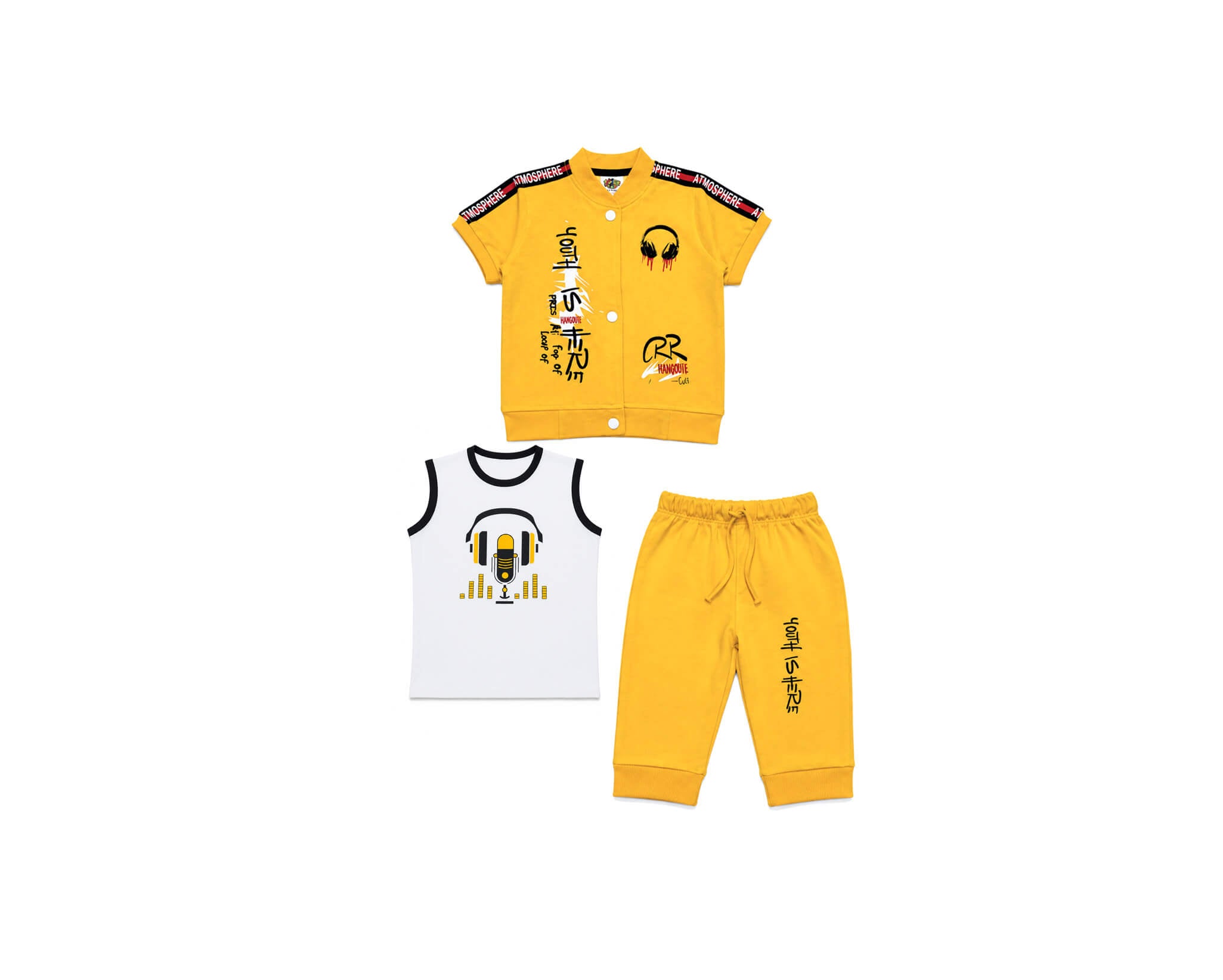 YouthisHeroBomberHalfSleeveJacketSandoInner_Trouser-Yellow_White