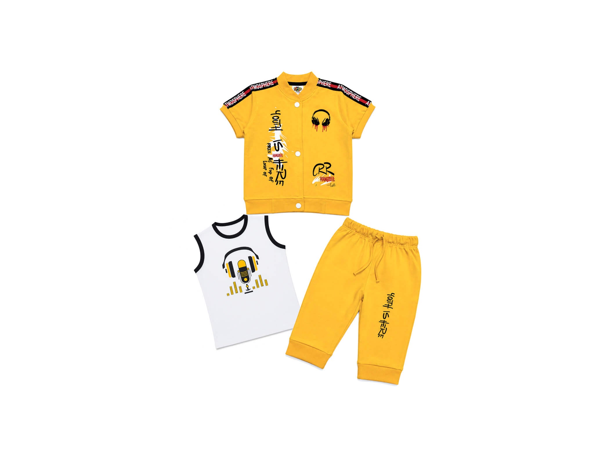 YouthisHeroBomberHalfSleeveJacketSandoInner_Trouser-Yellow_White_1