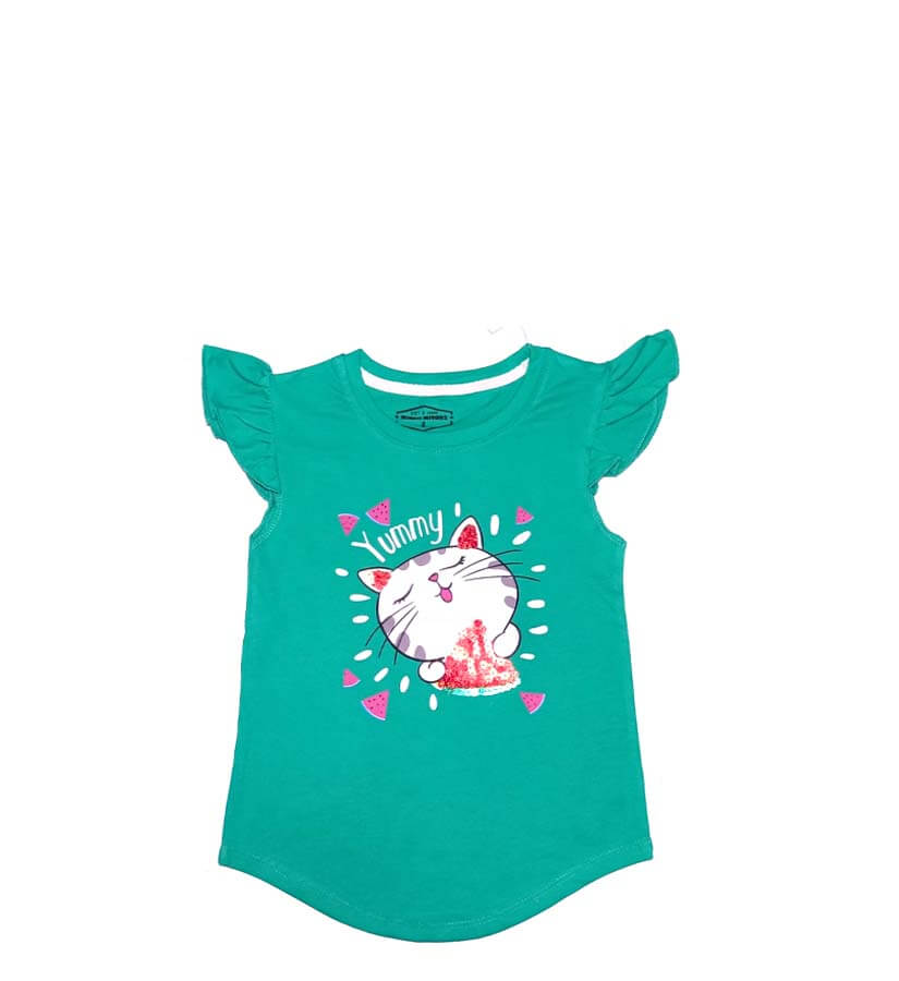 Yummy Sequin Watermelon Tee Shirt - Mint Green