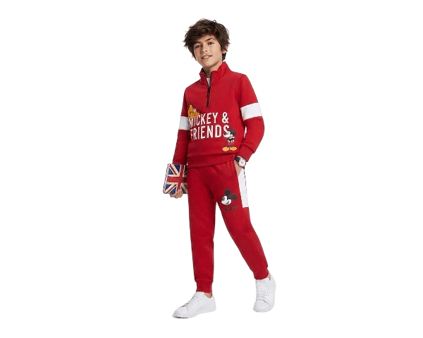 Boys Mock neck Fleece Tracksuit - Red