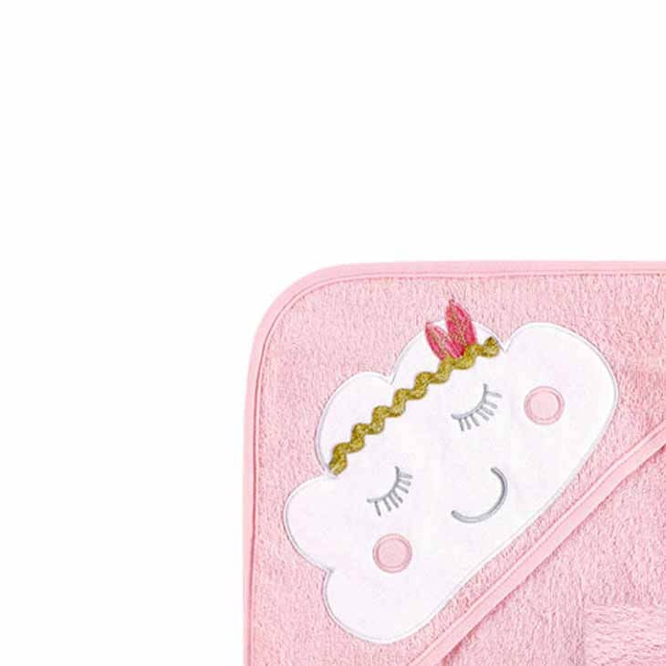 Baby Boho Cloud Hooded Towel - Baby Pink