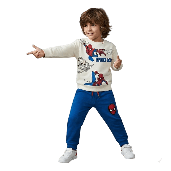 Kids Action 2-Piece Fleece Tracksuit - Off-White & Royal Blue