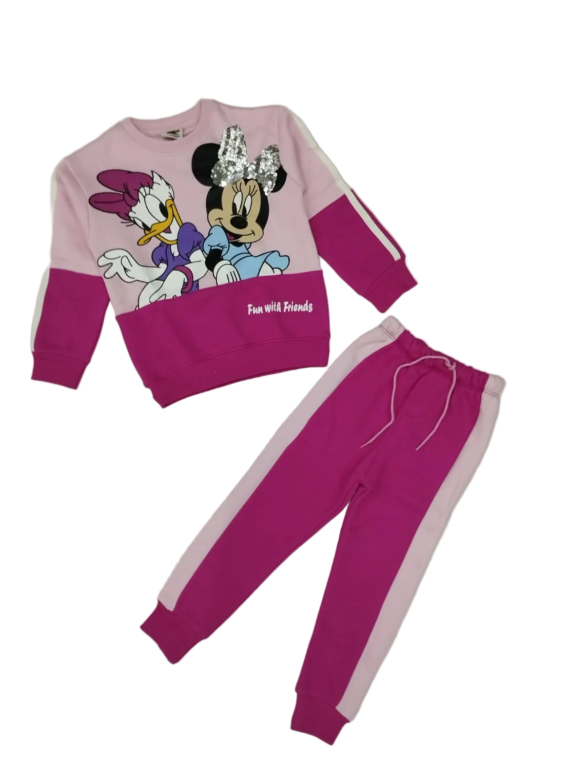 Fun With Friends Sequence Worked Penal Tracksuit - Baby & Shocking Pink 1