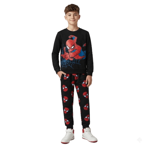 Boys SP Print Fleece Tracksuit Set-Black