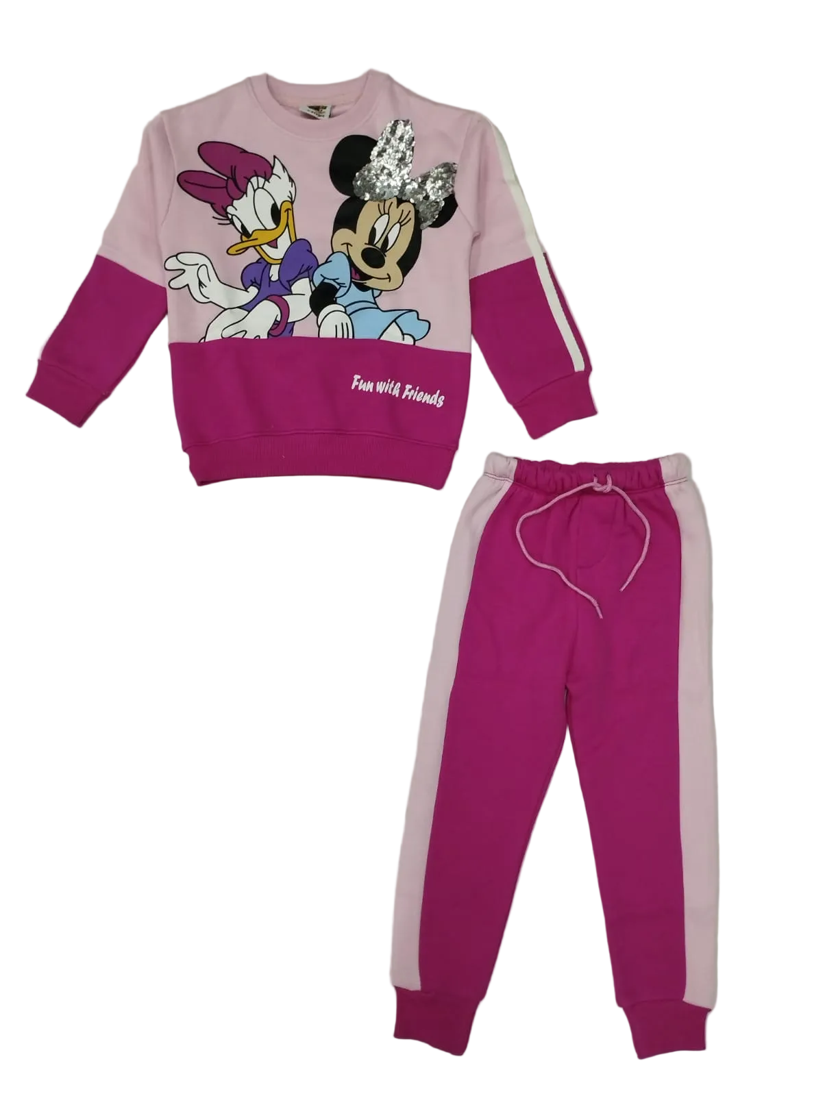 Fun With Friends Sequence Worked Penal Tracksuit - Baby & Shocking Pink 