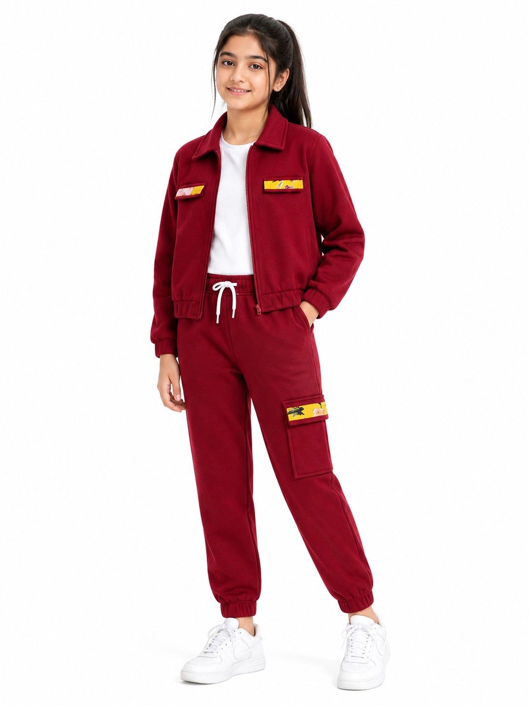 Stylish Coat with Inner & Flap Pocket Trouser - Maroon