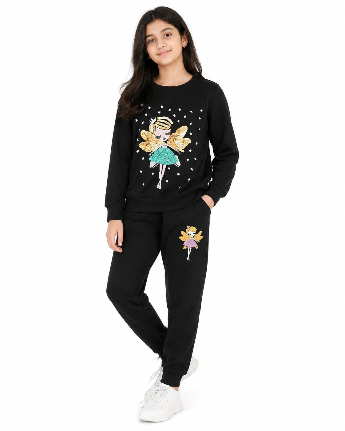 Fairy Doll Fleece Sequin Tracksuit - Black