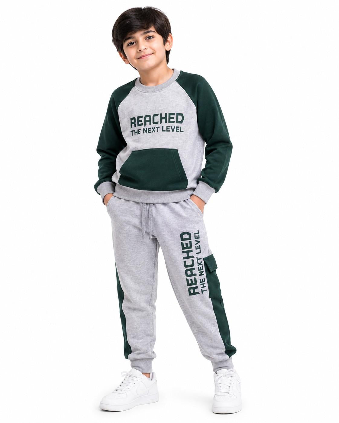 Reached The Next Level Fleece Tracksuit-Heather-Grey