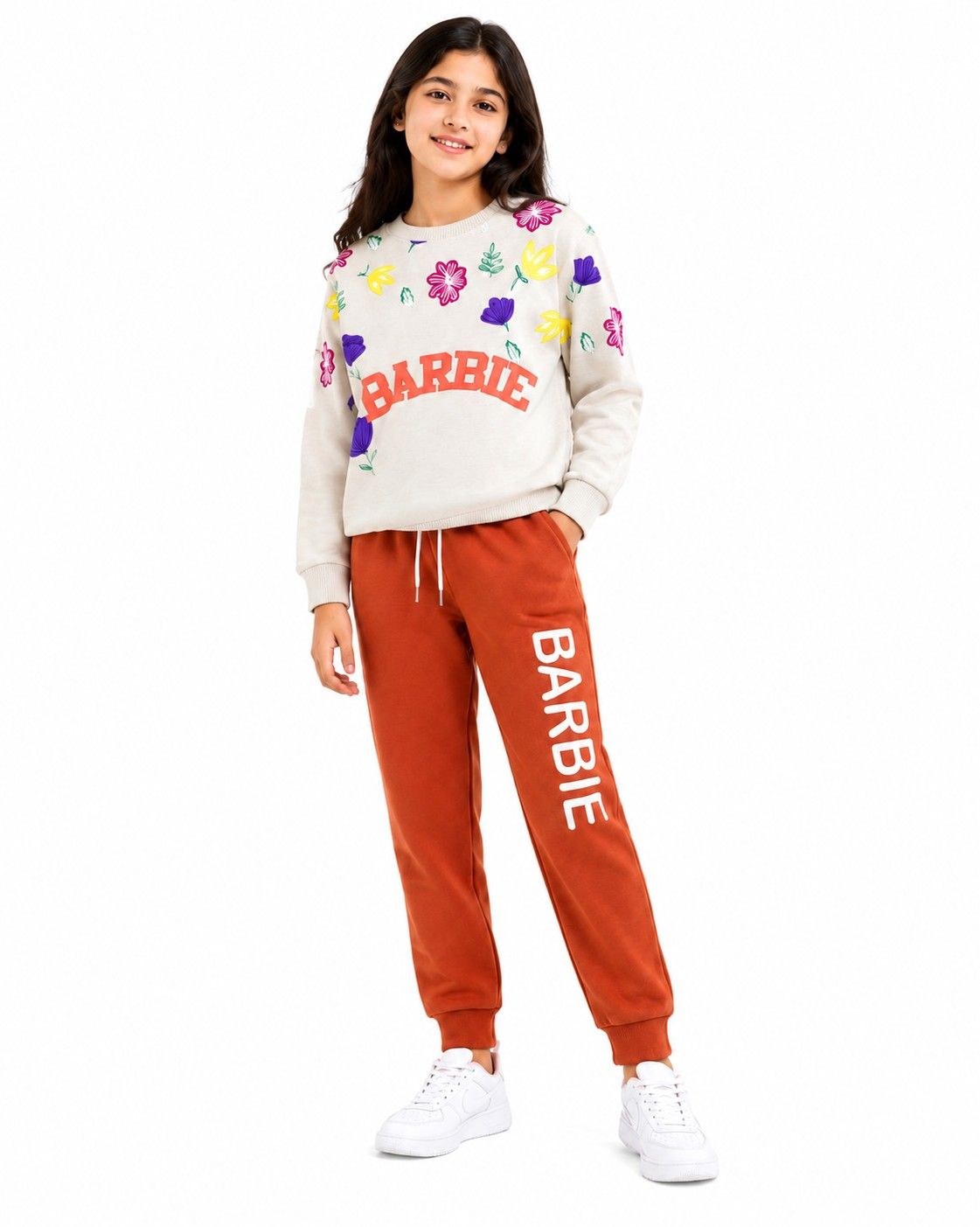 Barbie Floral Fleece Tracksuit - Skin &amp; Rust