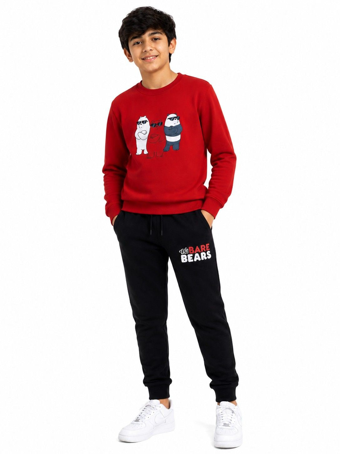 We Bare Bears Fleece Tracksuit -Red &amp; Black
