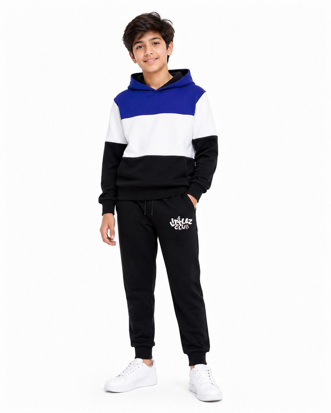 Warm with Littlez Club Pennal Hoodie Tracksuit -Royal Blue White Black