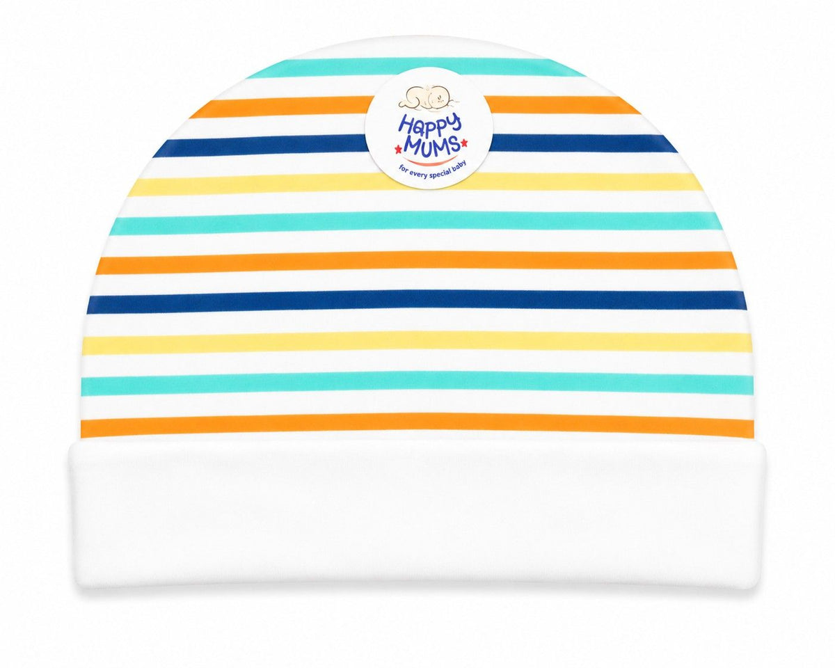 Multi Colour Strip Newborn Baby Cap