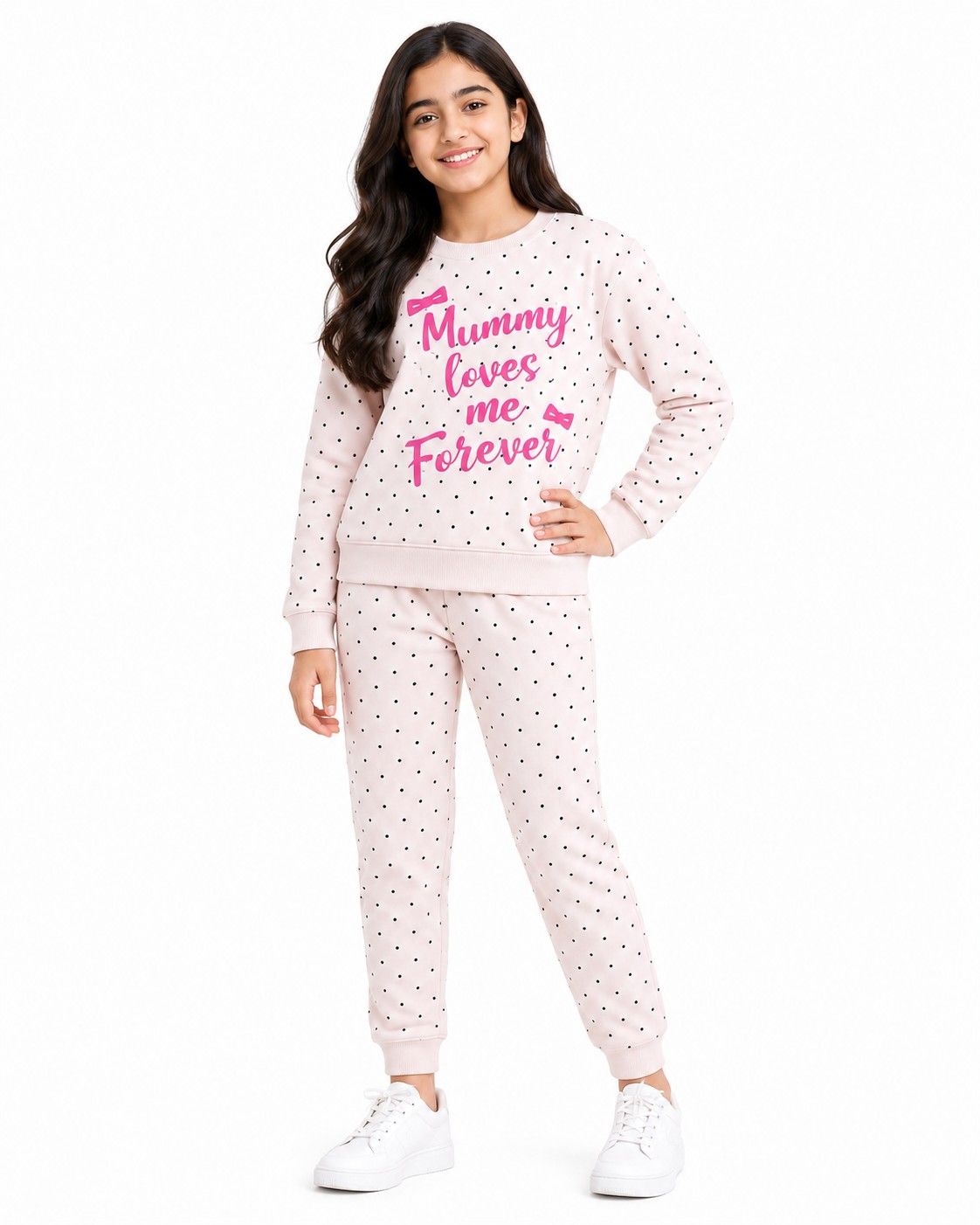 Mummy Loves Me Forever All Over Fleece Tracksuit - Skin