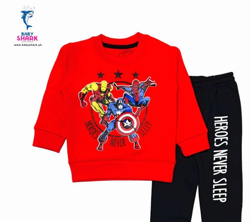 Heroes Never Sleep Fleece Tracksuit - Red & Black - Image 2