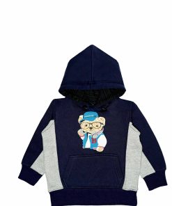 Rocking Bear - Fleece Hoody Navy Blue & Gray