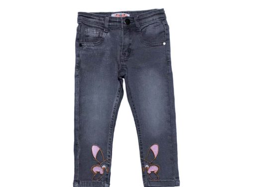 Bunny Face Denim Pant - Dark Grey