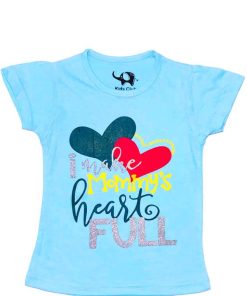 Mommys Heart Full Tee Shirt - Sky Blue