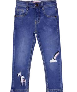 Twin Unicorn With Rainbow Denim - Sky Blue