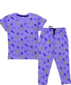 Animals Print Tee & Trouser - Light Purple