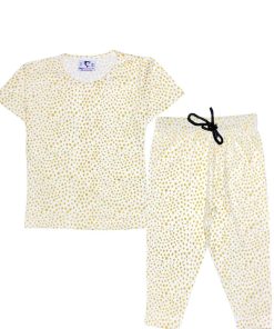 Golden Dots Tee & Trouser - White