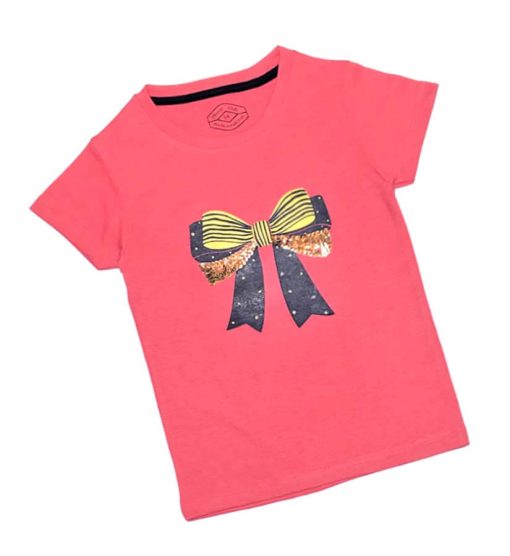 Golden Sequence Bow Tee Shirt - Carrot