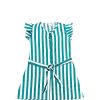 Green Stripes A Line Frock - Green & White
