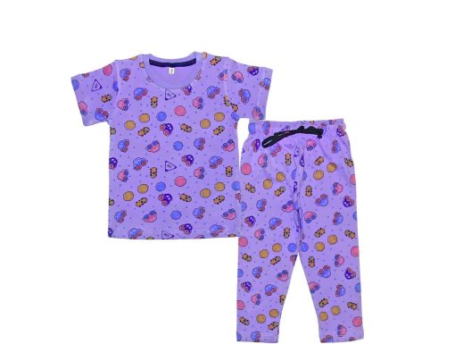 Mini Cars Print Tee & Trouser -Soft Purple