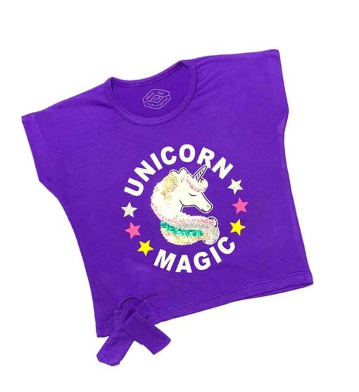 Unicorn Magic Sequence Tee Shirt - Purple