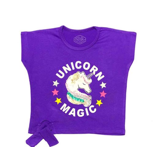 Unicorn Magic Sequence Tee Shirt - Purple