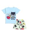 Bat Boy With Car Tee & Short - Sky Blue
