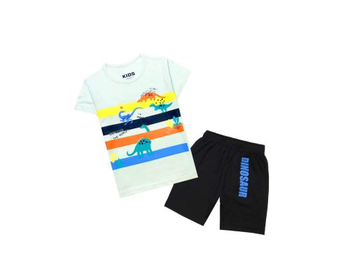 Explore The World Tee & Short - Aqua White & Black