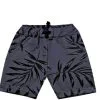 Leaves Print Terry Short - Charcoal