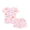 Rabbit With Hearts Tee & Short - Peach