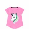 Summer With Palm Tee Shirt – Black & Shiny Sequence Unicorn Tee Shirt – Baby Pink