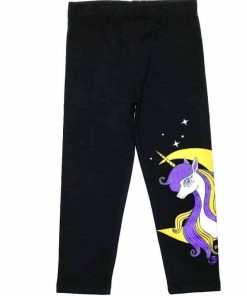 Flowers Printed Frock – Sapphire Blue & Sparkle Unicorn Tights – Black