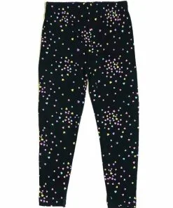 Colorful Hearts Lycra Cotton Tights - Black
